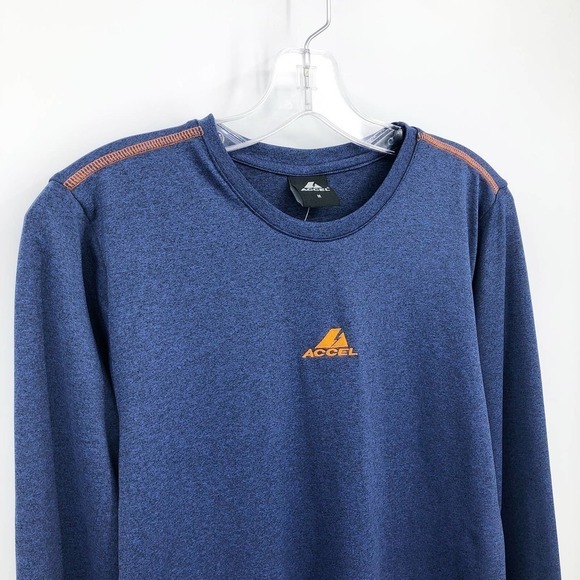 Accel Athletic Top Women's Size M Heather Blue Crew Neck Thumbhole Long Sleeves - Picture 3 of 7